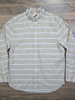 Best Made Co Striped Linen Button Down Shirt Tan White M Men
